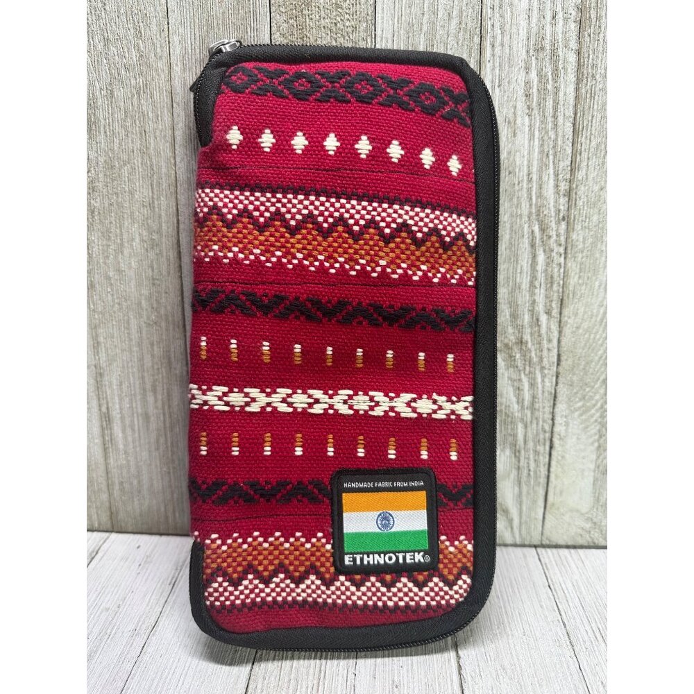 Ethnotek Indian Textile Accordion Travel Clutch Wallet Organizing RFID